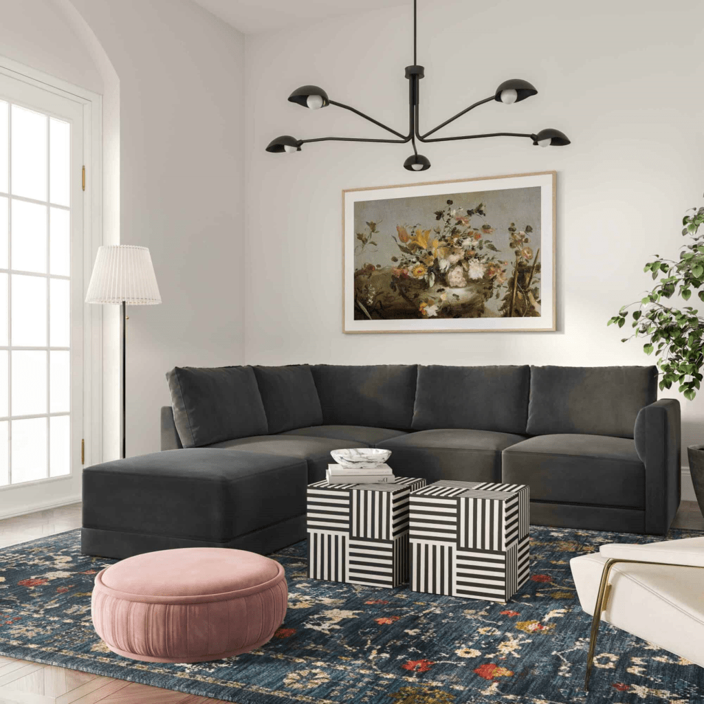 Willow Charcoal Modular L Sectional by Homethreads