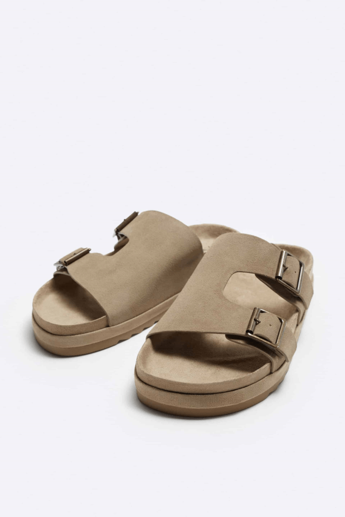 Two Strap Suede Sandals by Zara