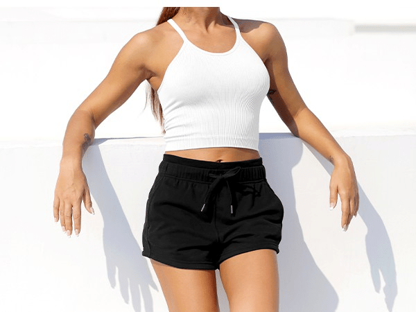 Ododos Cotton Terry Drawstring Workout Shorts 