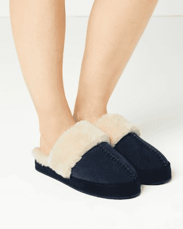 Suede Faux Fur Lined Mule Slippers by Marks and Spencer
