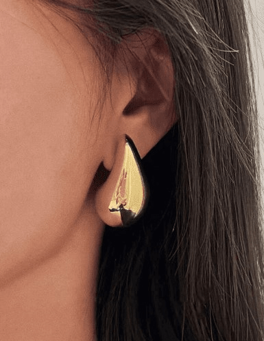 Reine Paris Medium Chunky Tear Drop Full Dome Earrings